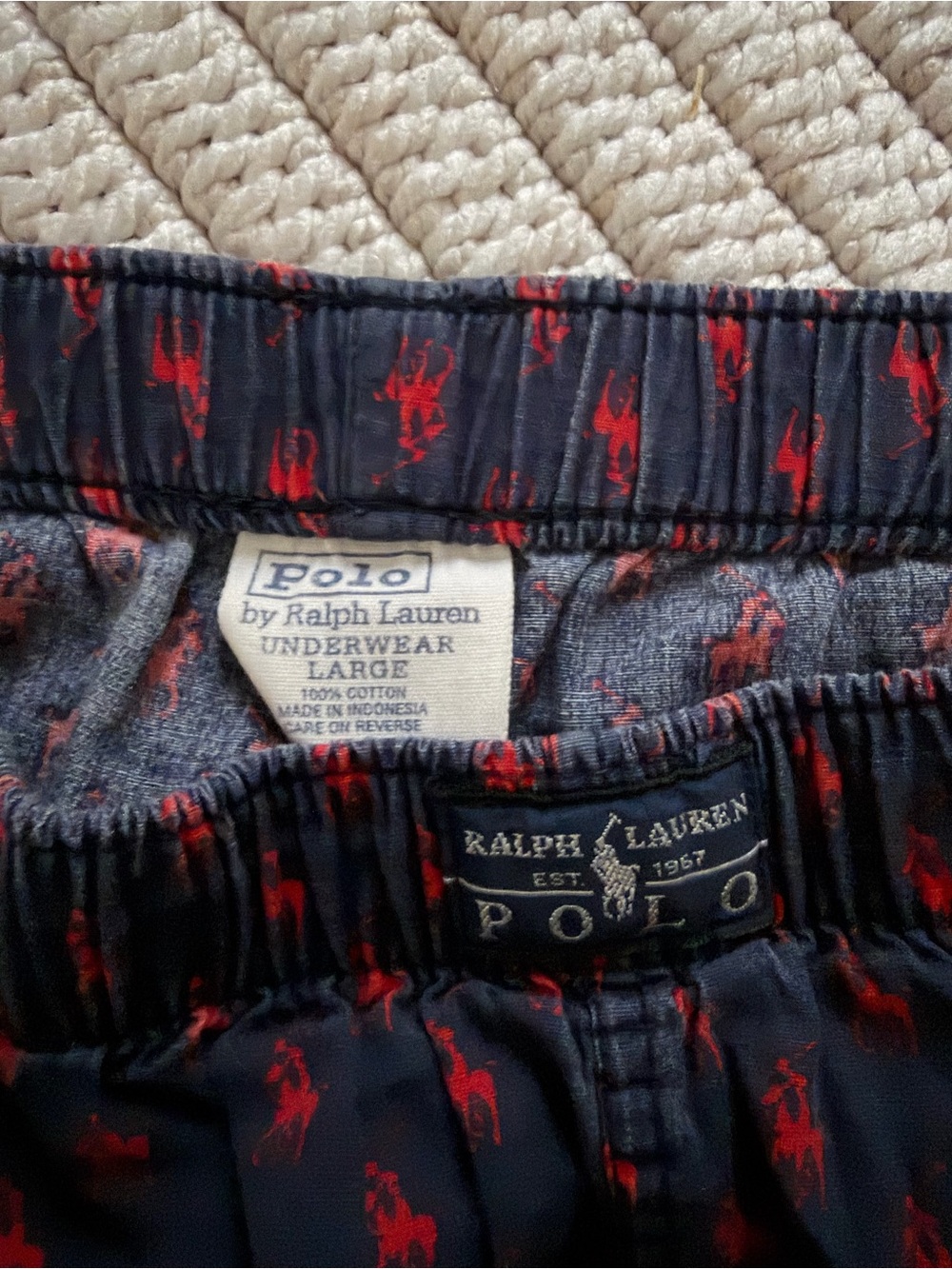 Ralph Lauren Polo Men’s Navy & Red Logo Print lounge pants